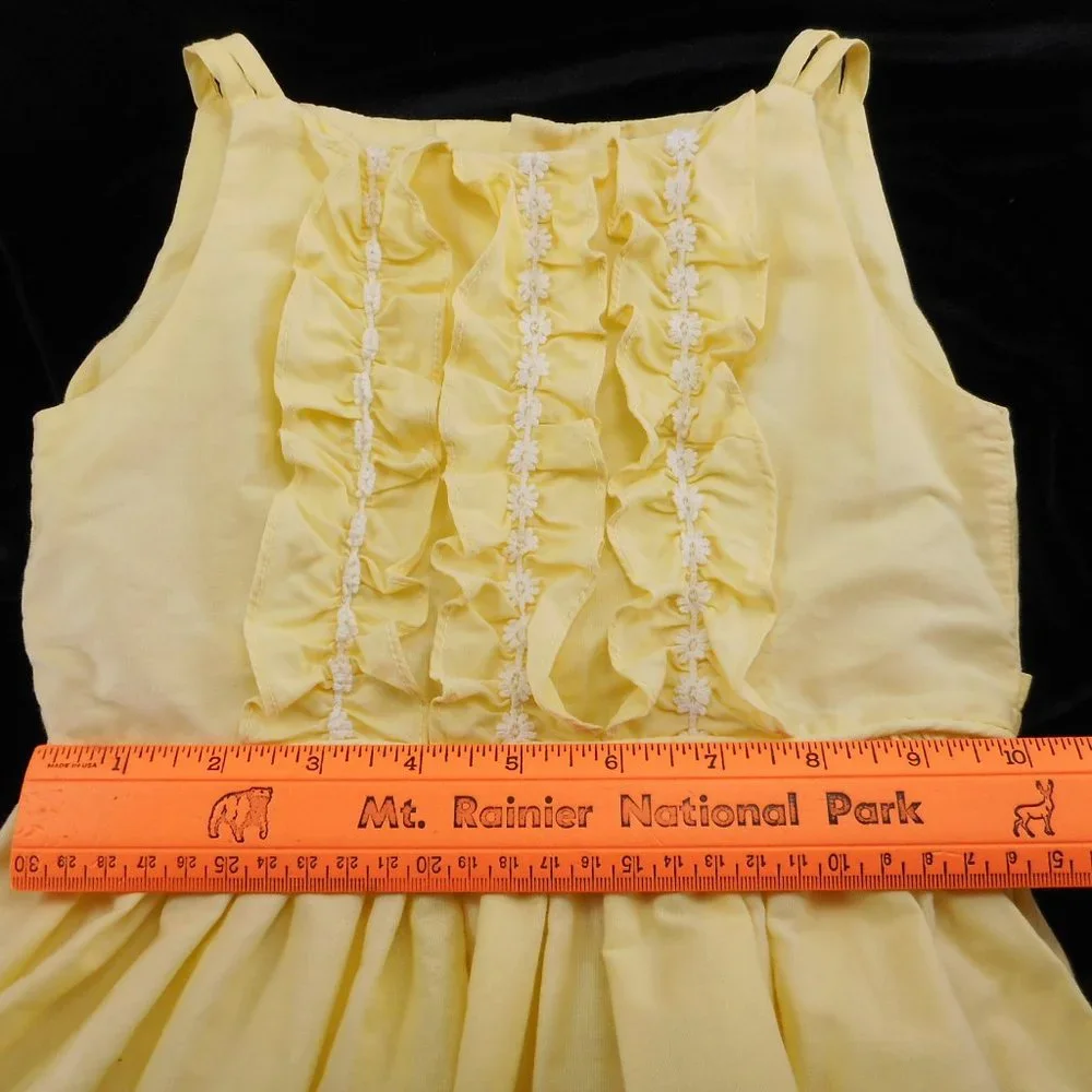 Vintage Toddler Girl Dress 2T - 3T Yellow Ruffled Sleeveless